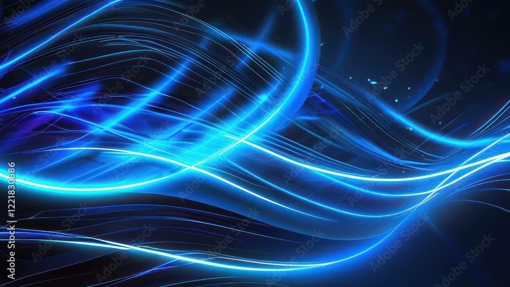 Poster dynamic blue wave patterns with glowing light effects create a vibrant, energetic atmosphere for dig