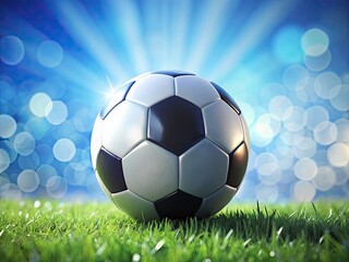 Fototapeta premium Blue Background Soccer Ball Photography: Stunning Landscape Images of Soccer Ball on Blue Sky