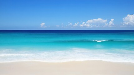 Serene Beach Landscape with Crystal Clear Water and Blue Sky