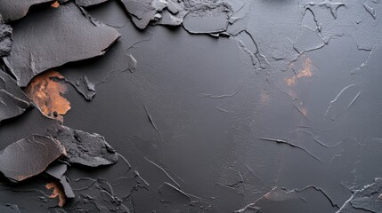 Aged Black Wall with Peeling Paint Illuminated by Soft Light Creating an Atmospheric and Reflective Urban Art Scene