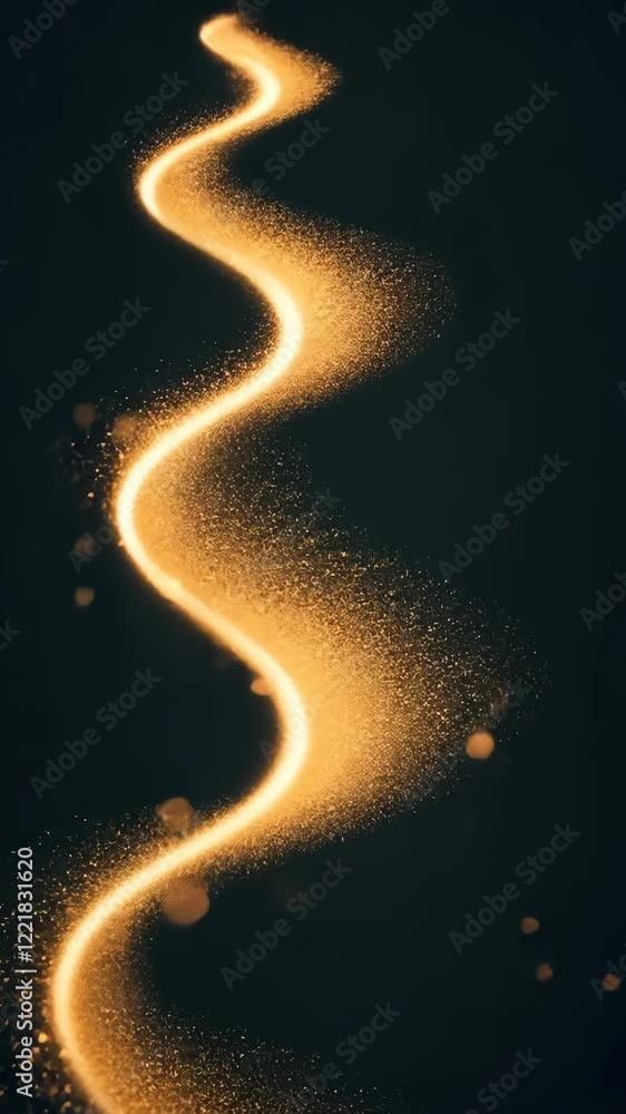 Poster golden sparkles twirl gracefully in dark background enhancing magical ambiance and creating an encha