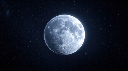 Naklejka premium Majestic full moon illuminated in a starry night sky