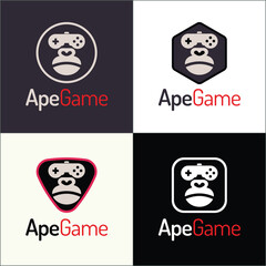 Gorilla ape monkey joystick face shape logo set template design