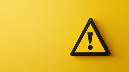 Warning sign on a bright yellow background