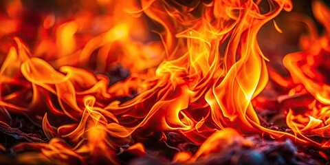 Fototapeta premium Captivating Tilt-Shift Photography of Red and Orange Fire Flames in a Miniature Scene - Vibrant, Abstract Visuals for Creative Projects and Backgrounds
