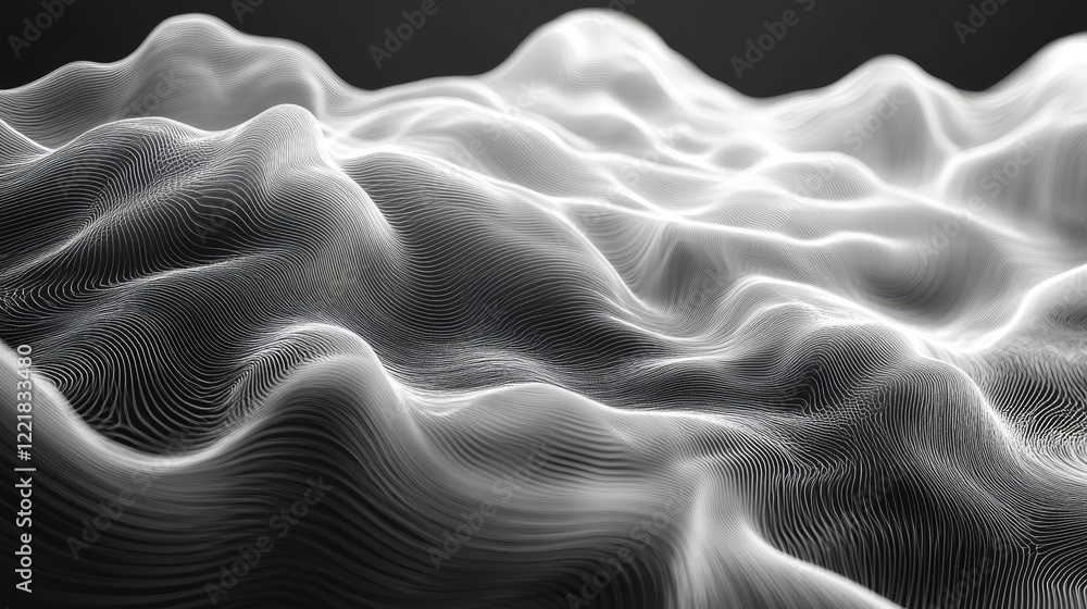 Poster abstract grayscale undulating wave landscape pattern design