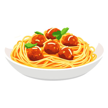 Meatball spaghetti illustration meatballs pasta vector