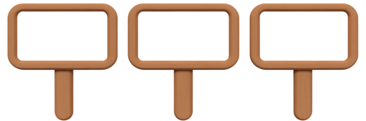 Three blank wooden signs on sticks, ready for your message!