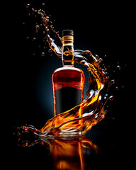 Whiskey bottle on fire