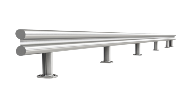 Guard red  rails. Highway roadside barrier on transparent background