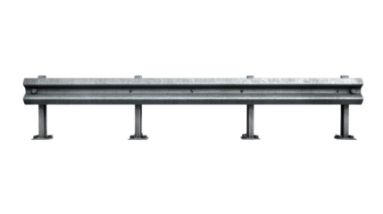 Guard red  rails. Highway roadside barrier on transparent background