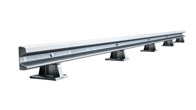 Guard red  rails. Highway roadside barrier on transparent background