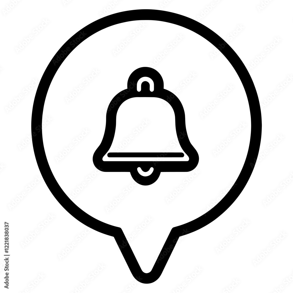 Poster speech bubble with bell sign icon communication notification interface vector
