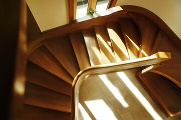 Generative AI, Scandinavian Modern Home Entryway with Wooden Staircase and Natural Light