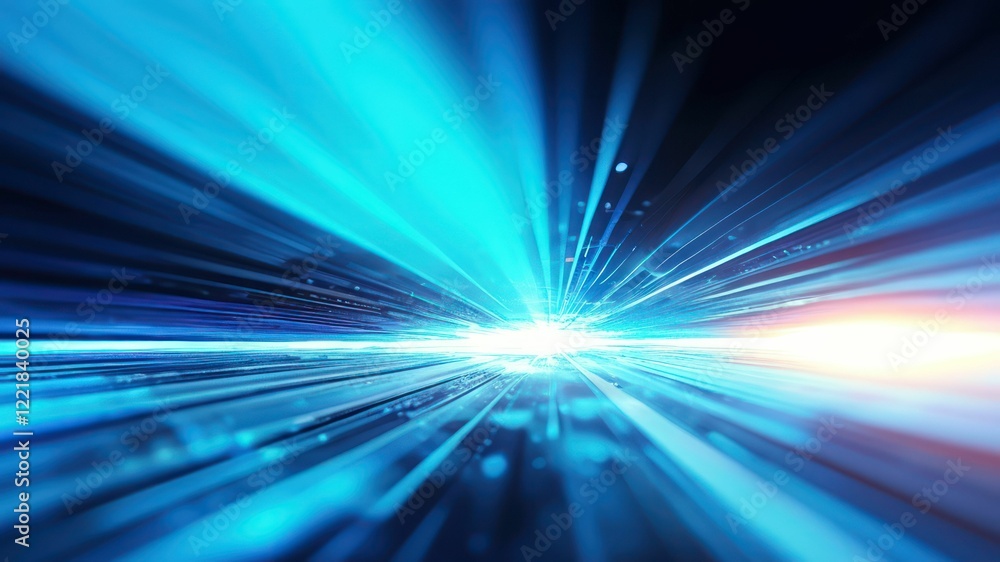 Poster dynamic blue light rays create an energetic and futuristic atmosphere, ideal for designs in technolo