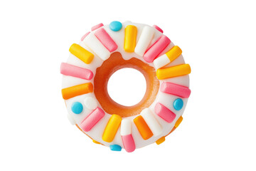 Obraz premium Vintage Donut With Colorful Sprinkles Featuring Retro Vibe