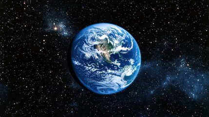 Obraz premium Earth from space, showing continents, clouds, and stars.