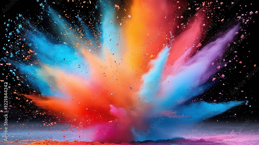 Aufkleber vibrant explosion of colored powder creating dynamic visual effects and expressing creativity and en
