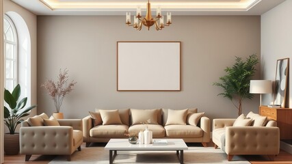 A cozy living room wall art mockup template featuring a stylish and modern design, mockup, wall art, modern