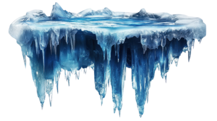 Liquid crystal caverns frozen on transparent background
