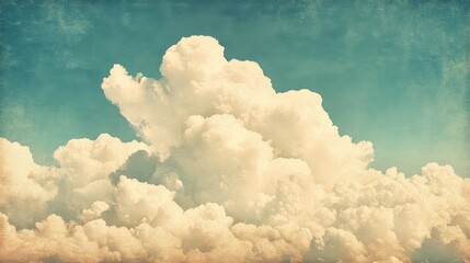 A Vintage Image of Fluffy White Clouds in a Blue Sky