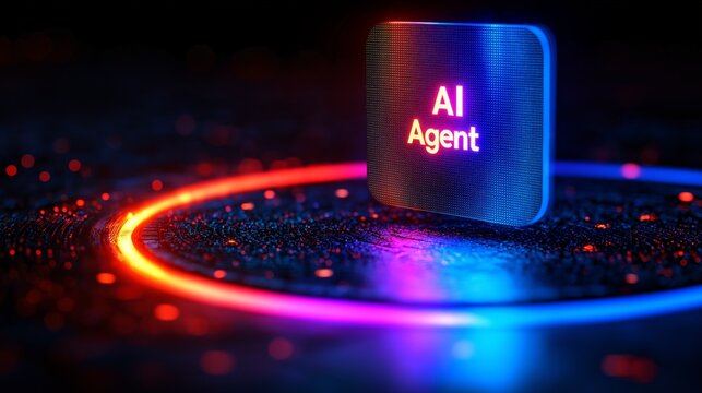 An AI agent hologram symbolizing agentic autonomy for collaboration with the human workforce using autonomous agents to work in business partnership using teamwork