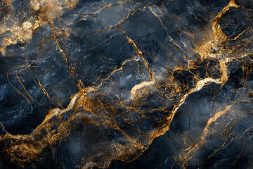 Fototapeta premium Elegant dark marble texture with golden veins, suitable for backgrounds, wallpapers, and design projects
