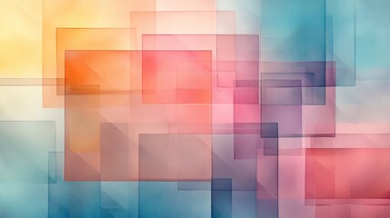 Abstract Pastel Squares Overlapping Design