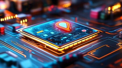 futuristic gps navigation tech interface - cyberpunk