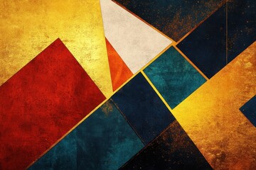 Abstract Geometric Gold Red Teal Black Art Design