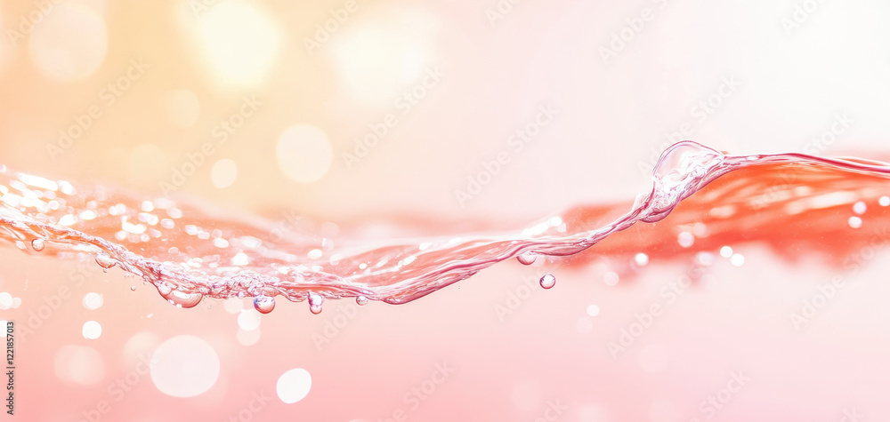 Poster gradient peach water surface with sunlight reflections creates serene and calming atmosphere, perfec