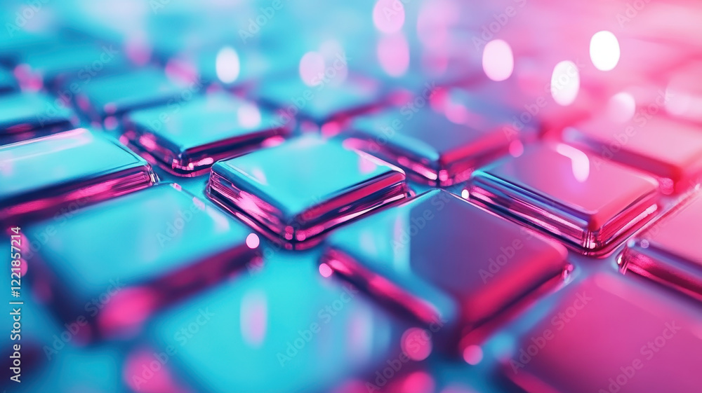 Aufkleber shimmering holographic tiles create vibrant digital flow with mesmerizing gridline effect, evoking s