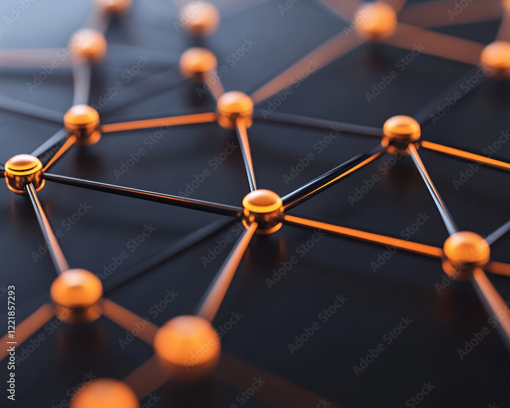 Poster interconnected glowing nodes on futuristic network create vibrant visual. intricate design showcases