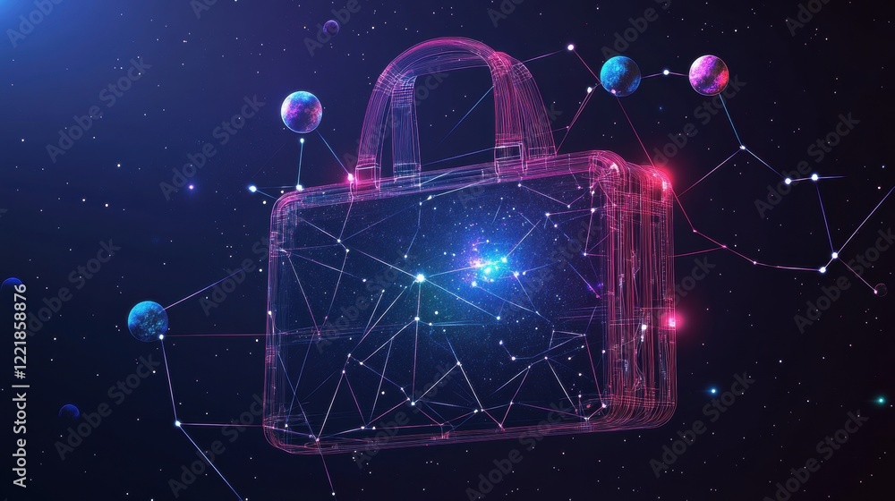 Poster a digital padlock is depicted, surrounded by interconnected nodes and spheres, symbolizing cybersecu