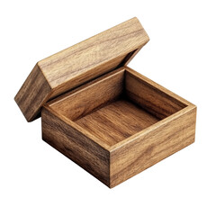 Wooden Box with Lid Open Showing Natural Grain Texture