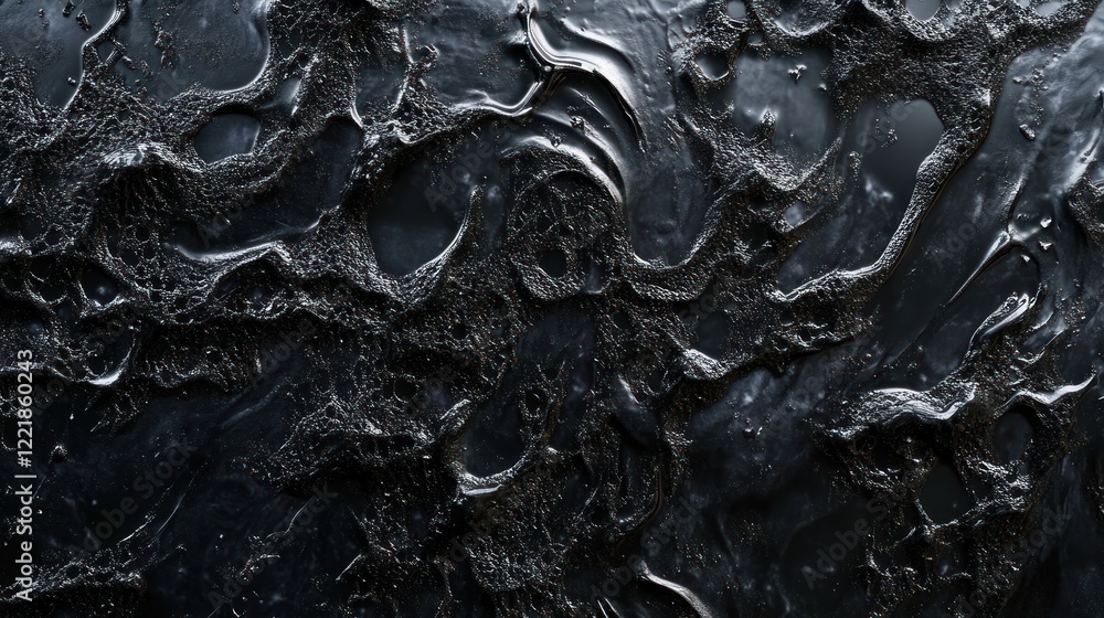 Poster abstract dark textured background with flowing liquid patterns and reflective surfaces