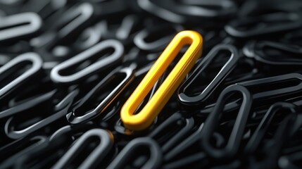 Golden link among black links; unique, leadership concept