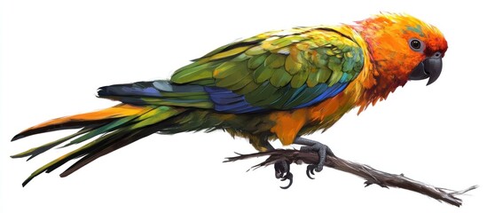 Obraz premium Vibrant Sun Conure Parrot Perched on a Branch