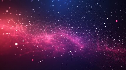 Fototapeta premium A vibrant cosmic scene featuring swirling particles and a gradient of pink and blue hues, evoking the depths of space and celestial beauty.