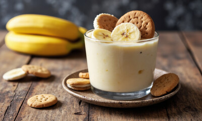 Banana Pudding with Vanilla Wafers and Sliced Bananas