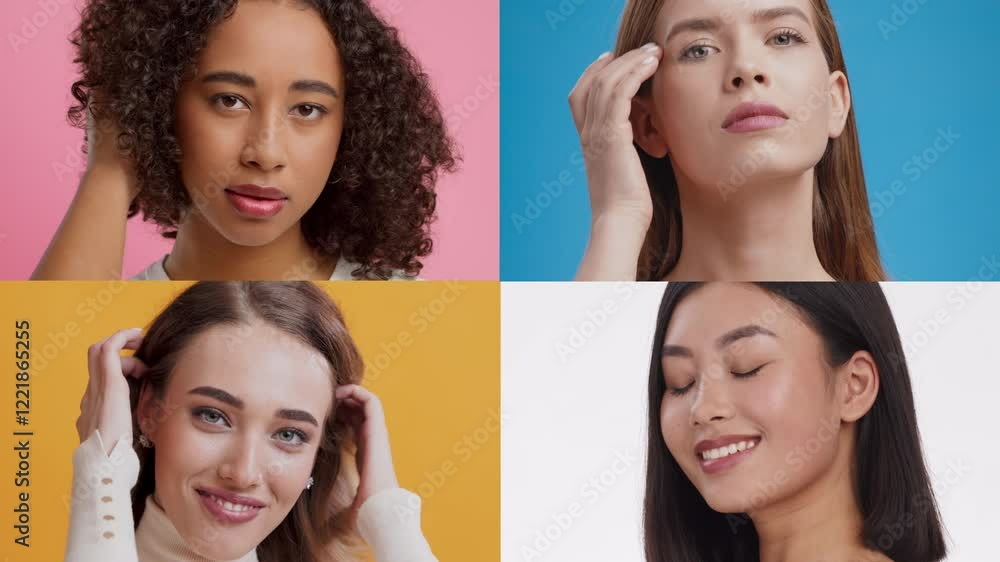 Poster a colorful collage showcases diverse individuals expressing a range of emotions. each person portray