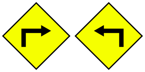 DANGEROUS CURVE, PREVENTION SIGNS, TRAFFIC SIGNS