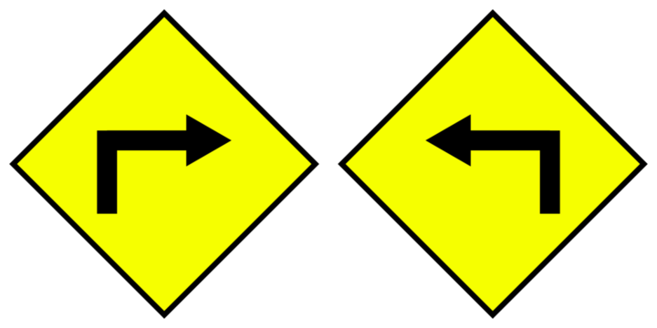 DANGEROUS CURVE, PREVENTION SIGNS, TRAFFIC SIGNS