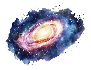 Fototapeta premium Whirlpool Galaxy Watercolor Painting: A Celestial Masterpiece of Cosmic Beauty and Starry Night