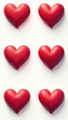 Set of red and black heart icons Simple, flat design Various heart shapes , photo, download