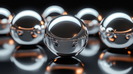 Reflective Metallic Spheres Arranged In A Group
