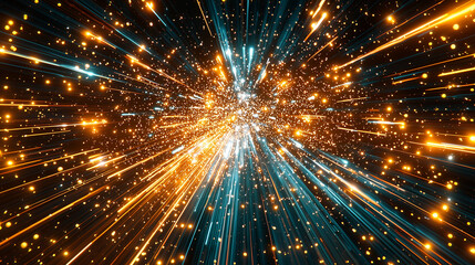 Obraz premium Abstract background with dynamic light trails and glowing particles creating a cosmic effect