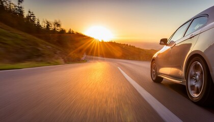 Sunset drive on an open road.