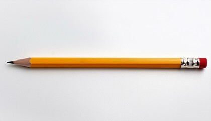 Yellow pencil on white background