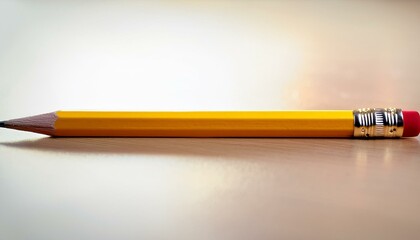 Yellow pencil on a desk, ready to write.